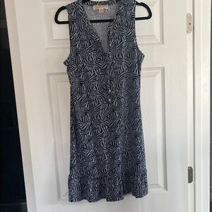 Michael Kors Black navy and blue Midi Dress medium